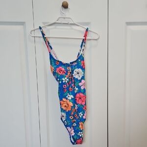 Blue Floral One-Piece Swimsuit